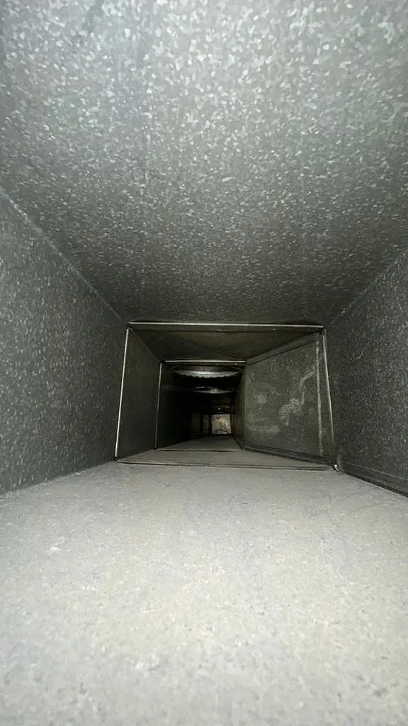 Air duct interior after professional cleaning