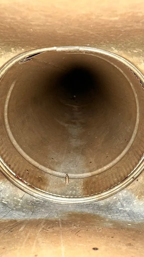 Air duct after debris was removed