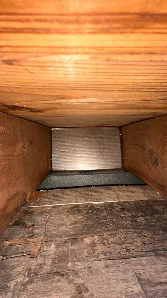 Wooden return duct after professional cleaning