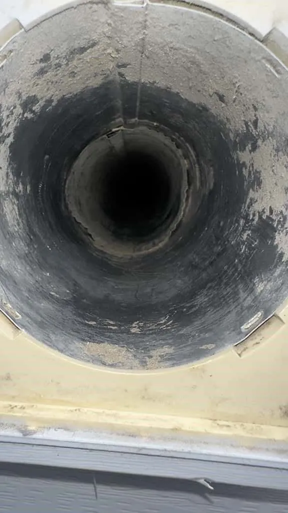 Dryer vent interior after professional cleaning