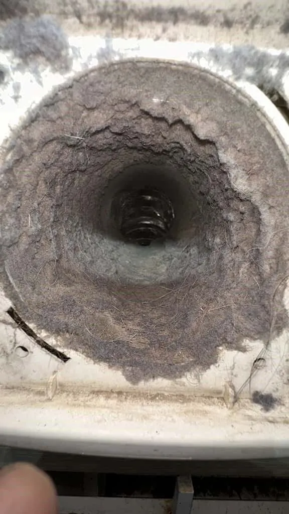 Clogged dryer exhaust before cleaning