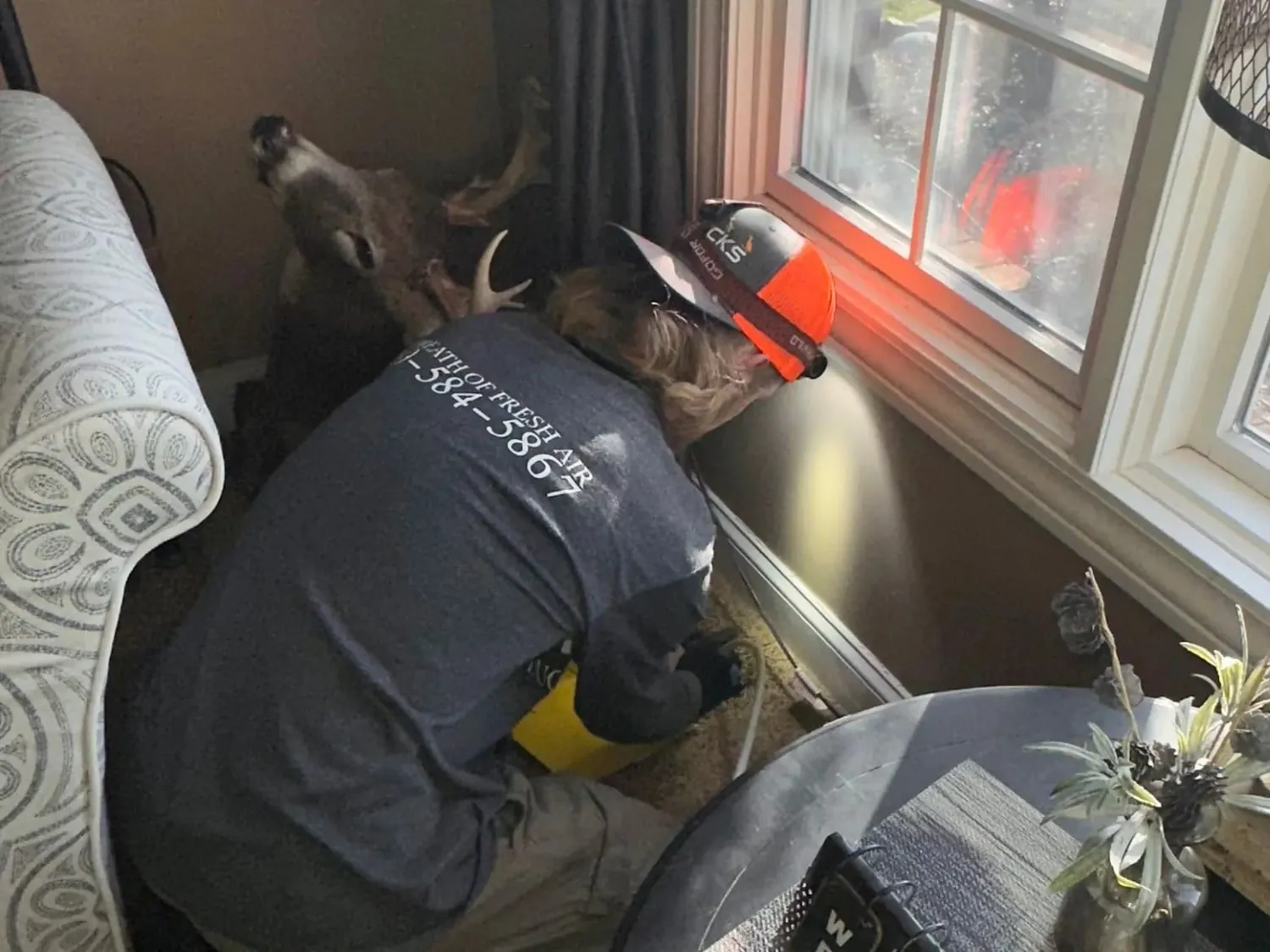 Cleaning a floor vent in Burton