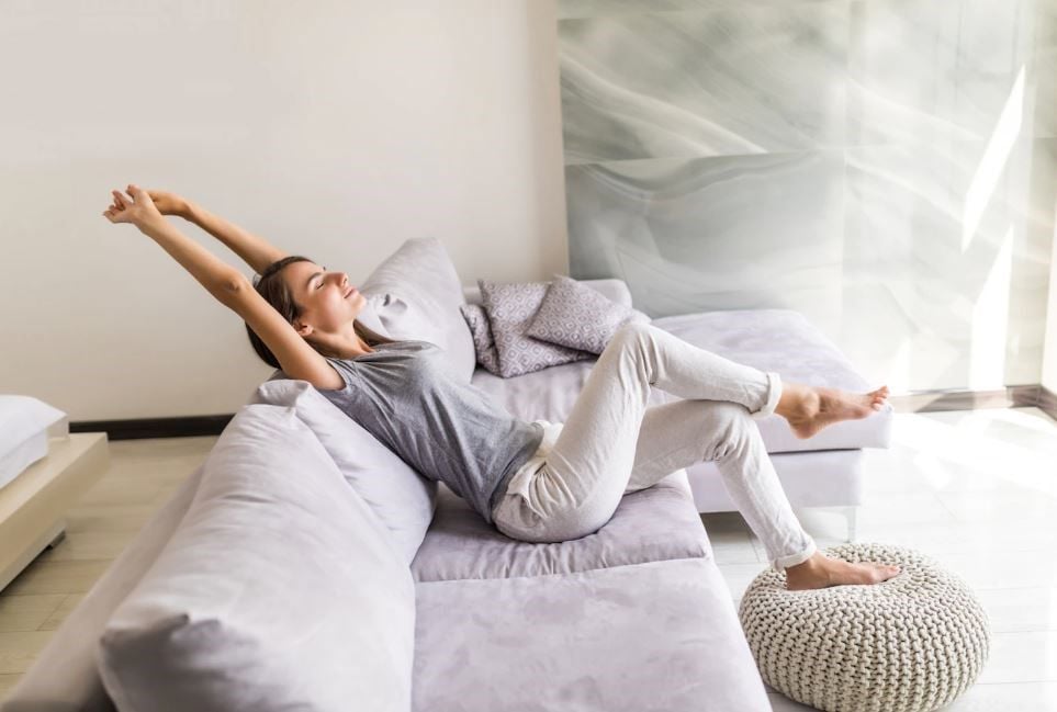 Girl in a room with clean air ducts