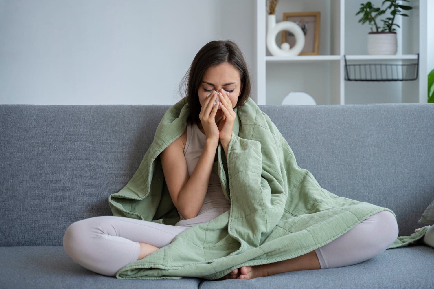 woman with allergies because of dirty air duct